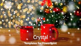  Presentation with candy canes - Beautiful PPT layouts featuring holidays christmas winter food and drinks concept - close up of candy canes and cups on wooden table over lights backdrop and a tawny brown colored foreground