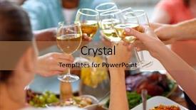  Presentation with celebration - Slides having holidays concept - hands clinking wine background and a coral colored foreground