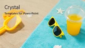  Presentation with travel concept silhouette - PPT layouts featuring personal protection items - vacation travel and summer holidays background and a lemonade colored foreground