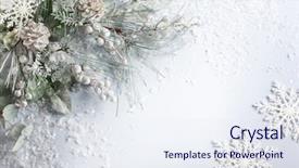  Presentation with new year card - Presentation theme consisting of holidays concept with snowy fir background and a sky blue colored foreground