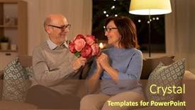  Presentation with happy holidays - Slides enhanced with holidays-couple-and-people-concept background and a tawny brown colored foreground