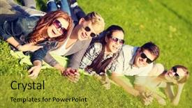  Presentation with teens summer camp - PPT theme with holidays education and teenage lifestyle background and a  colored foreground