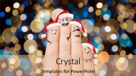  Presentation with red christmas holiday illustration - PPT theme consisting of holidays family and body parts background and a coral colored foreground