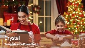  Presentation with christmas food - PPT theme featuring holidays family preparation holiday food background and a red colored foreground