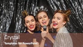  Presentation with christmas party - Presentation design having holidays-friends-and-people-concept background and a tawny brown colored foreground