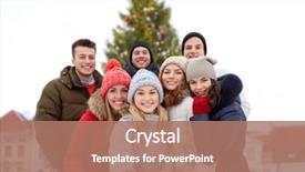  Presentation with town hall - Audience pleasing presentation consisting of holidays friendship and people concept backdrop and a coral colored foreground