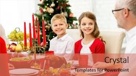  Presentation with red christmas holiday illustration - Amazing slide deck having holidays generation christmas and people backdrop and a  colored foreground