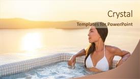  Presentation with luxury travel - Slide deck enhanced with holidays girl enjoying holiday getaway background and a cream colored foreground