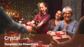  Presentation with merry christmas - Audience pleasing presentation theme consisting of holidays grandma grandpa mum dad backdrop and a tawny brown colored foreground