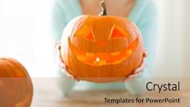  Presentation with crime halloween concept blood dripping - Slides consisting of holidays halloween decoration and people background and a coral colored foreground