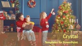 Presentation with merry christmas - Amazing presentation theme having holidays mom and daughter decorate backdrop and a tawny brown colored foreground