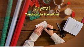  Presentation with name - Colorful slide deck enhanced with holidays-new-year-and-christmas backdrop and a tawny brown colored foreground