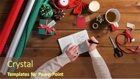  Presentation with christmas holidays - Cool new presentation theme with holidays-new-year-and-christmas backdrop and a tawny brown colored foreground