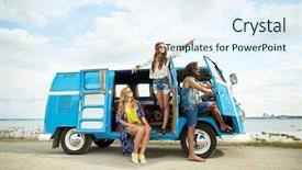  Presentation with travel friends - Presentation theme enhanced with holidays road trip vacation travel background and a sky blue colored foreground