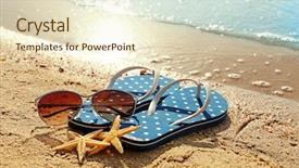  Presentation with beach - Cool new slides with holidays summer - flip flops sunglasses and starfishes backdrop and a lemonade colored foreground