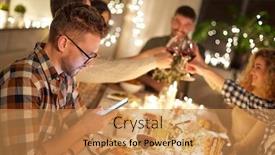  Presentation with dinner party - Slide deck having holidays-technology-and-people-concept background and a coral colored foreground