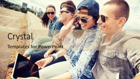  Presentation with teenage - Beautiful presentation design featuring holidays teenage and technology concept backdrop and a coral colored foreground