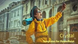  Presentation with active lifestyle - Presentation theme with holidays-travel-active-educational-lifestyle background and a  colored foreground