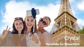  Presentation with eiffel tower - Amazing theme having holidays travel technology and people backdrop and a coral colored foreground