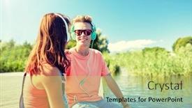  Presentation with teenage love - PPT theme enhanced with holidays-vacation-love-and-people background and a yellow colored foreground