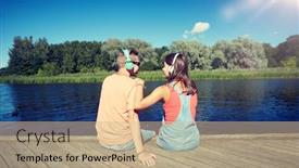  Presentation with teenage love - Colorful PPT theme enhanced with holidays-vacation-love-and-people backdrop and a coral colored foreground