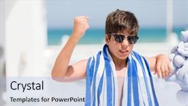  Presentation with navy - Slide deck having  background and a  colored foreground