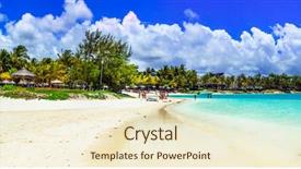  Presentation with holidays - PPT theme with holidays white sandy beach bell background and a cream colored foreground