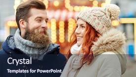  Presentation with old couple walking - Presentation design consisting of holidays winter christmas and people background and a navy blue colored foreground