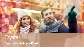  Presentation with old clothes - Colorful slide deck enhanced with holidays winter christmas technology and people concept - happy couple of tourists in warm clothes with tablet pc computer pointing finger in old town backdrop and a coral colored foreground