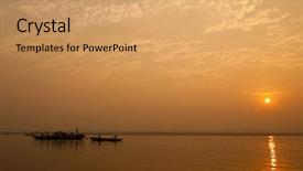  Presentation with rivers - Presentation theme with holiest of rivers in india background and a coral colored foreground