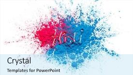  Presentation with color splash - PPT theme featuring holiness - abstract colorful happy holi background background and a light blue colored foreground