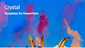  Presentation with holi festival - Presentation design featuring holiness - color holi festival hands background and a cobalt blue colored foreground