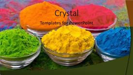  Presentation with pigment - Presentation theme featuring holiness - holi color powder organic gulal background and a gold colored foreground
