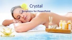  Presentation with spa - Cool new presentation theme with holistic health - beautiful young woman getting spa backdrop and a sky blue colored foreground