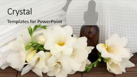 Presentation with bamboo flower - Colorful slide deck enhanced with holistic health - freesia flower arrangement with aromatherapy backdrop and a light gray colored foreground