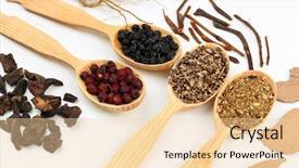  Presentation with traditional chinese medicine - Colorful slides enhanced with holistic health - traditional chinese herbal medicine ingredients backdrop and a  colored foreground