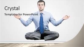  Presentation with lotus sutra - Presentation design enhanced with businesswomen with disposable coffee cup background and a  colored foreground.