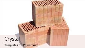  Presentation with white bricks - Theme consisting of hollow block - three perforated bricks isolated background and a  colored foreground