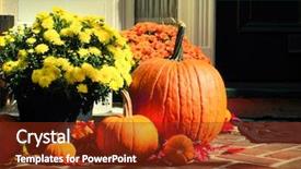  Presentation with halloween animated - Presentation theme with holloween house - halloween decorated front door background and a tawny brown colored foreground