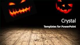  Presentation with faces - PPT layouts featuring holloween house - halloween evil pumpkin faces background and a black colored foreground