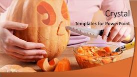  Presentation with lantern - Presentation design having hollowing-out-pumpkin-to-prepare background and a coral colored foreground
