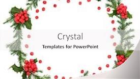  Presentation with festive season - Slide set enhanced with holly and juniper leaf wreath with loose red berries for winter and christmas on white background with copy space traditional symbol for the festive season background and a white colored foreground