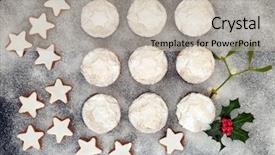  Presentation with christmas holiday gingerbread - Slides consisting of holly berry leaf sprig mistletoe background and a mint green colored foreground