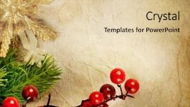  Presentation with vintage christmas - PPT theme with holly christmas frame - beautiful vintage greeting card background and a lemonade colored foreground