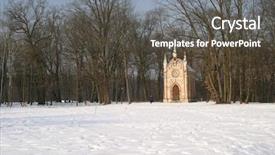  Presentation with holly - Slides with holly cross - chapel in winter landscape croatia background and a  colored foreground