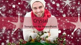  Presentation with red marble pattern wallpaper blue - Colorful theme enhanced with holly cross - handsome hipster against snowflake wallpaper backdrop and a  colored foreground