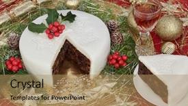  Presentation with gold red - Presentation theme with holly ivy fir and gold background and a coral colored foreground