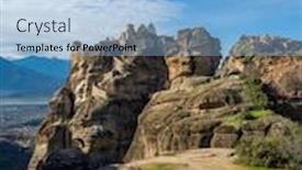  Presentation with holly - Colorful PPT theme enhanced with holly-monastery-of-meteora-greece backdrop and a light blue colored foreground