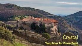  Presentation with holly - Audience pleasing slide deck consisting of holly-monastery-of-meteora-greece backdrop and a tawny brown colored foreground