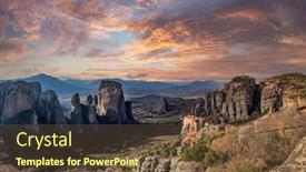  Presentation with sandstone - Beautiful theme featuring holly-monastery-of-meteora-greece backdrop and a tawny brown colored foreground